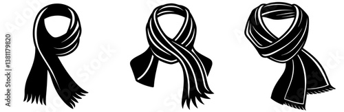 Scarf Silhouette Vector Art on White Background