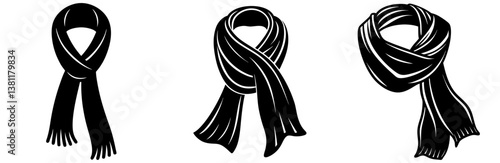 Scarf Silhouette Vector Art on White Background