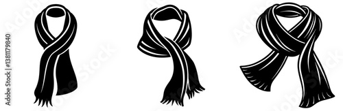 Scarf Silhouette Vector Art on White Background