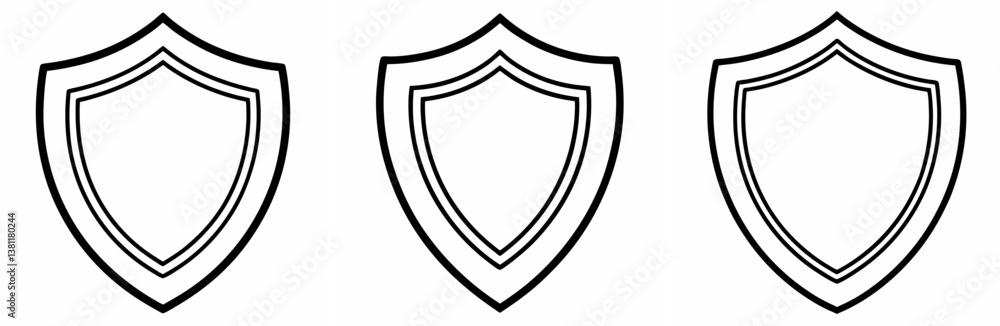 Shield Outline Coloring Book Page Line Art Drawing Set Shield Outline Coloring Book Page Line Art Drawing Set