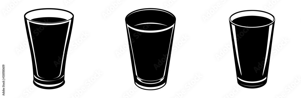 Shot Glass Silhouette Vector Art on White Background Shot Glass Silhouette Vector Art on White Background