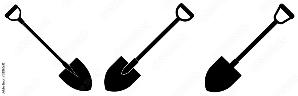 Shovel Silhouette Vector Art on White Background Shovel Silhouette Vector Art on White Background