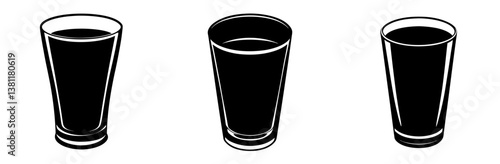 Shot Glass Silhouette Vector Art on White Background