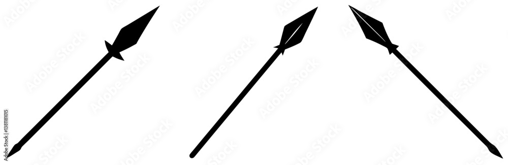 Spear Silhouette Vector Art on White Background Spear Silhouette Vector Art on White Background
