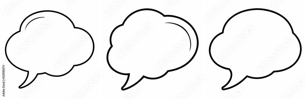 Speech Bubble Outline Coloring Book Page Line Art Drawing Set Speech Bubble Outline Coloring Book Page Line Art Drawing Set