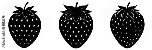 Strawberry Silhouette Vector Art on White Background