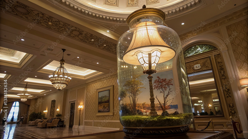 Fototapeta premium Giant Glass Jar VIP Lounge in Elegant Hotel