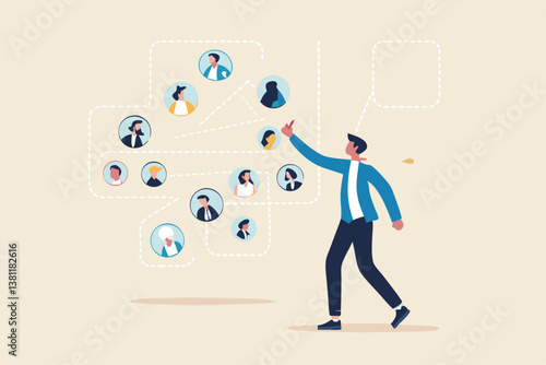 Reorganization or reorg to adjust, allocate resources, change team structure for efficiency, restructure organization, department and job roles concept, businessman ceo reorganize employee role chart.