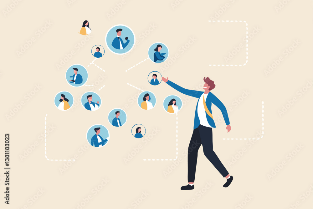 Reorganization or reorg to adjust, allocate resources, change team structure for efficiency, restructure organization, department and job roles concept, businessman ceo reorganize employee role chart.