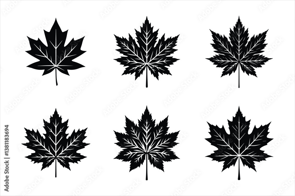 custom made wallpaper toronto digitalSet of decorative maple and autumn leaves in a seamless floral pattern
