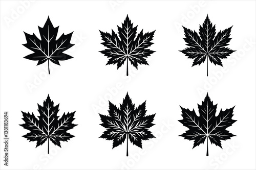 Wallpaper Mural Set of decorative maple and autumn leaves in a seamless floral pattern Torontodigital.ca