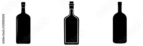 Vodka Bottle Silhouette Vector Art on White Background