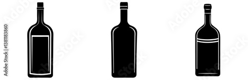 Vodka Bottle Silhouette Vector Art on White Background