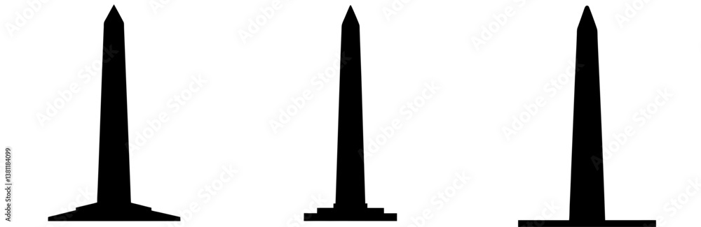 Washington Monument Silhouette Vector Art on White Background Washington Monument Silhouette Vector Art on White Background