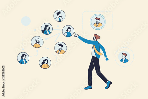 Reorganization or reorg to adjust, allocate resources, change team structure for efficiency, restructure organization, department and job roles concept, businessman ceo reorganize employee role chart.