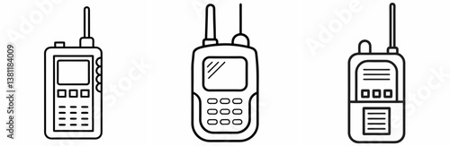 Walkie Talkie Outline Coloring Book Page Line Art Drawing Set