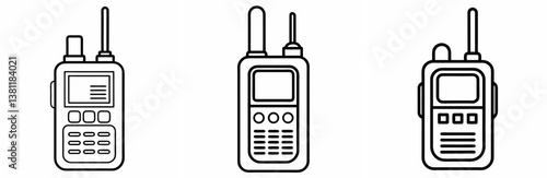 Walkie Talkie Outline Coloring Book Page Line Art Drawing Set