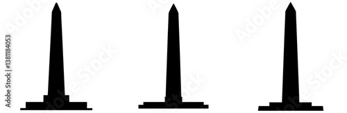  Washington Monument Silhouette Vector Art on White Background