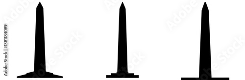  Washington Monument Silhouette Vector Art on White Background