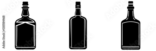 Whisky Bottle Silhouette Vector Art on White Background