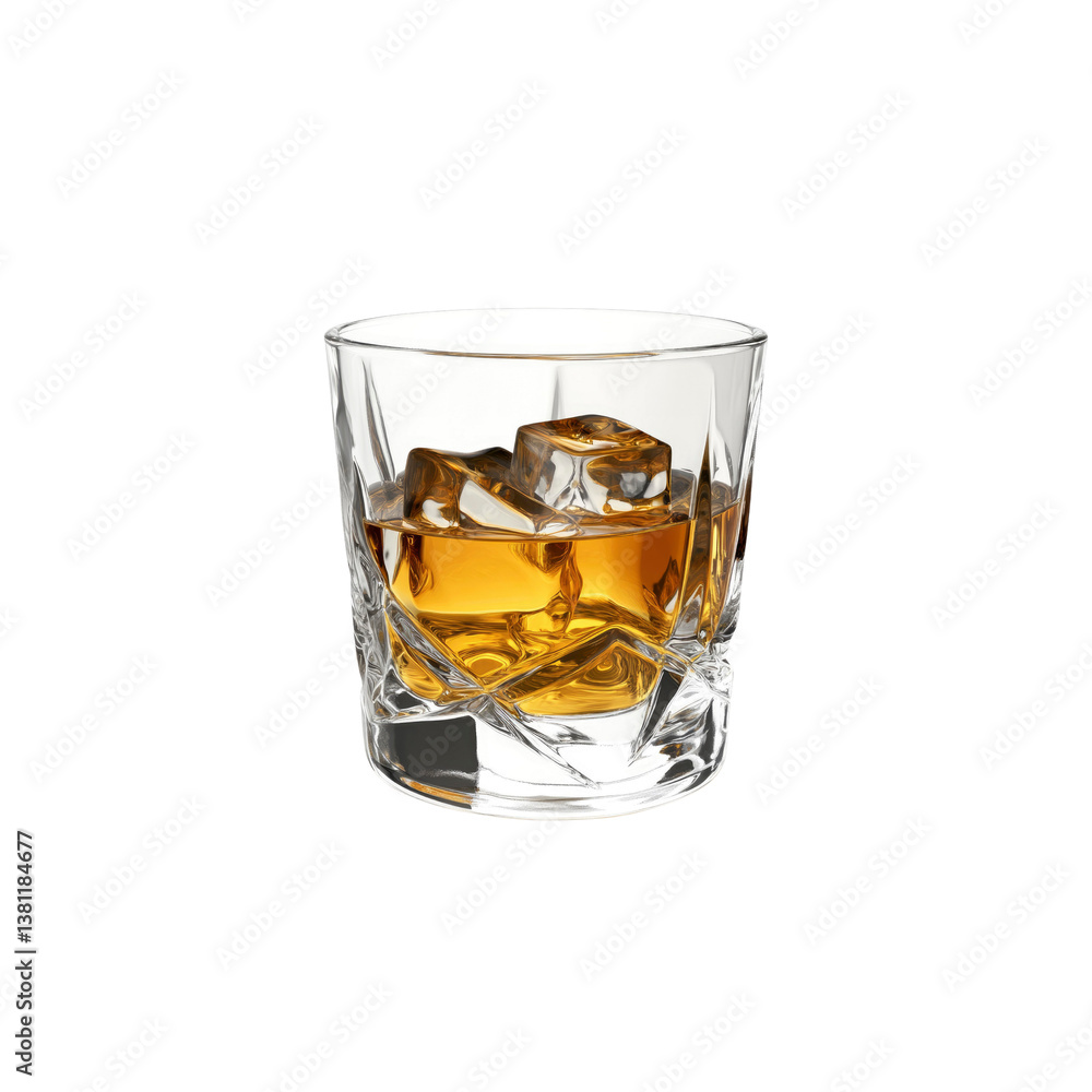 Whiskey on the Rocks in a Cut Glass Tumbler Whiskey on the Rocks in a Cut Glass Tumbler