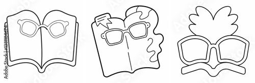 X-Ray Specs Outline Coloring Page Line Art Drawing Set