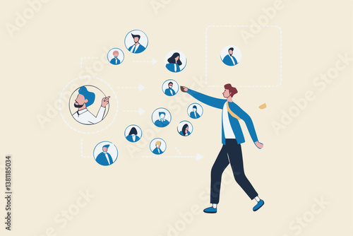 Reorganization or reorg to adjust, allocate resources, change team structure for efficiency, restructure organization, department and job roles concept, businessman ceo reorganize employee role chart.