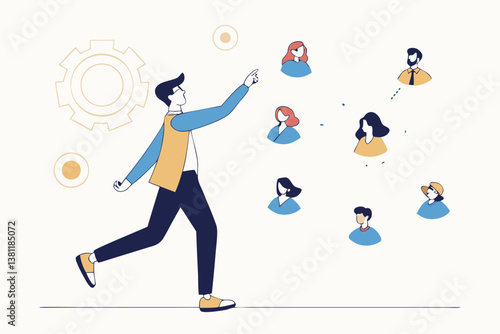 Reorganization or reorg to adjust, allocate resources, change team structure for efficiency, restructure organization, department and job roles concept, businessman ceo reorganize employee role chart.