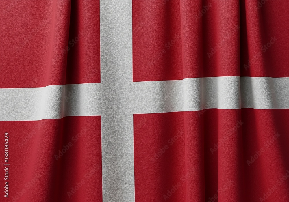 Fototapeta premium Danish Flag - Vibrant Red and White Colors of Denmark.