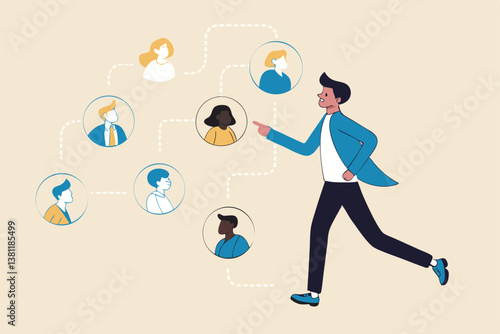 Reorganization or reorg to adjust, allocate resources, change team structure for efficiency, restructure organization, department and job roles concept, businessman ceo reorganize employee role chart.