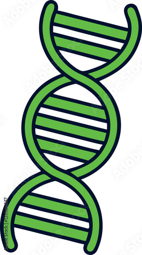Green DNA strand Icon design element on a transparent background