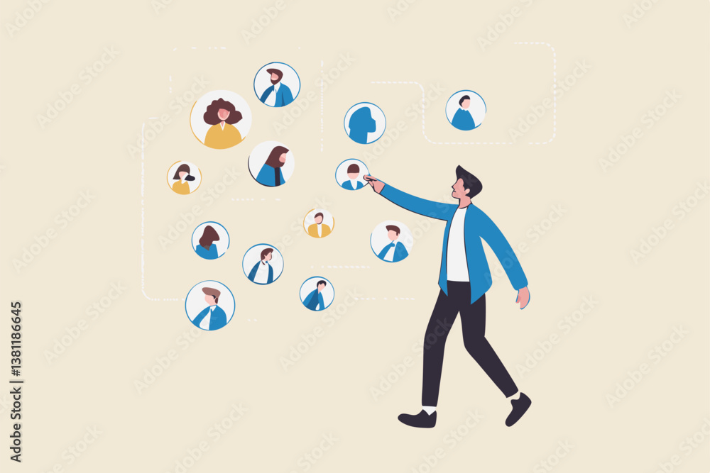 Reorganization or reorg to adjust, allocate resources, change team structure for efficiency, restructure organization, department and job roles concept, businessman ceo reorganize employee role chart. Reorganization or reorg to adjust, allocate resources, change team structure for efficiency, restructure organization, department and job roles concept, businessman ceo reorganize employee role chart.