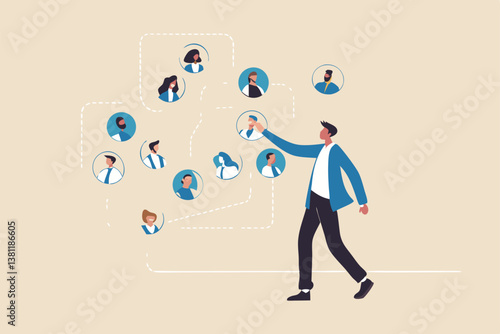 Reorganization or reorg to adjust, allocate resources, change team structure for efficiency, restructure organization, department and job roles concept, businessman ceo reorganize employee role chart.
