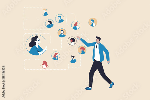 Reorganization or reorg to adjust, allocate resources, change team structure for efficiency, restructure organization, department and job roles concept, businessman ceo reorganize employee role chart.