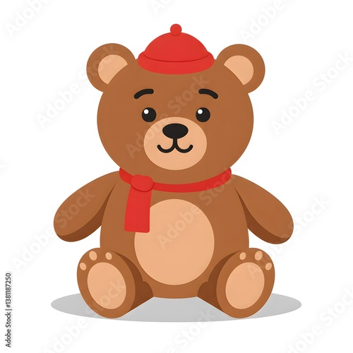Teddy bear with Red colour cap.