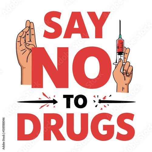 Say no to Drugs. 26th June The International Day against Drug Abuse and Illicit Trafficking banner, Conceptual banner to raise voice against nicotine.