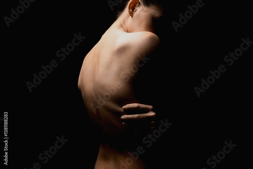Obraz na płótnie beautiful back of female body. Naked part of Woman w salonie