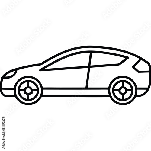Modern Electric Car Line Art Icon  High-Quality Vector for Green Branding