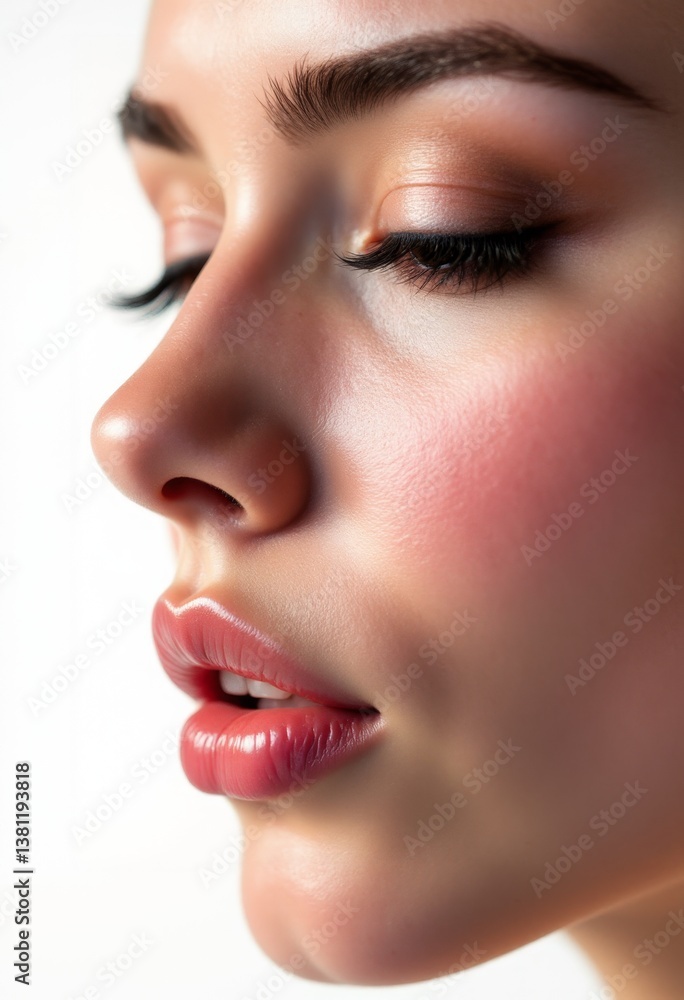 Fototapeta premium A close up of a woman's face with her eyes closed