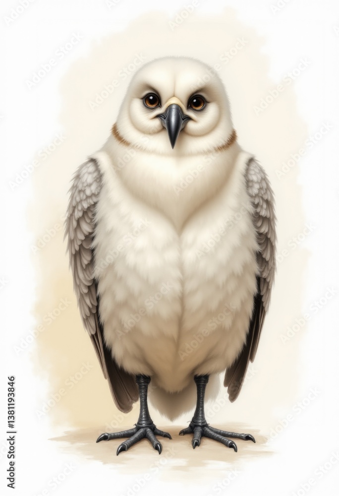 Obraz premium A drawing of a white owl sitting on top of a table