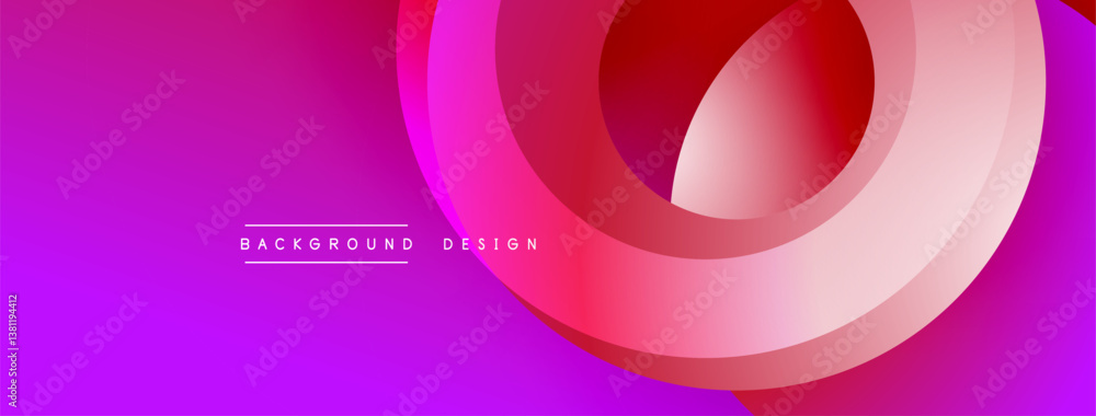 Obraz premium Abstract design features overlapping circles. Vibrant pinks, reds create dynamic gradient. Smooth shapes suggest movement, modern aesthetic.