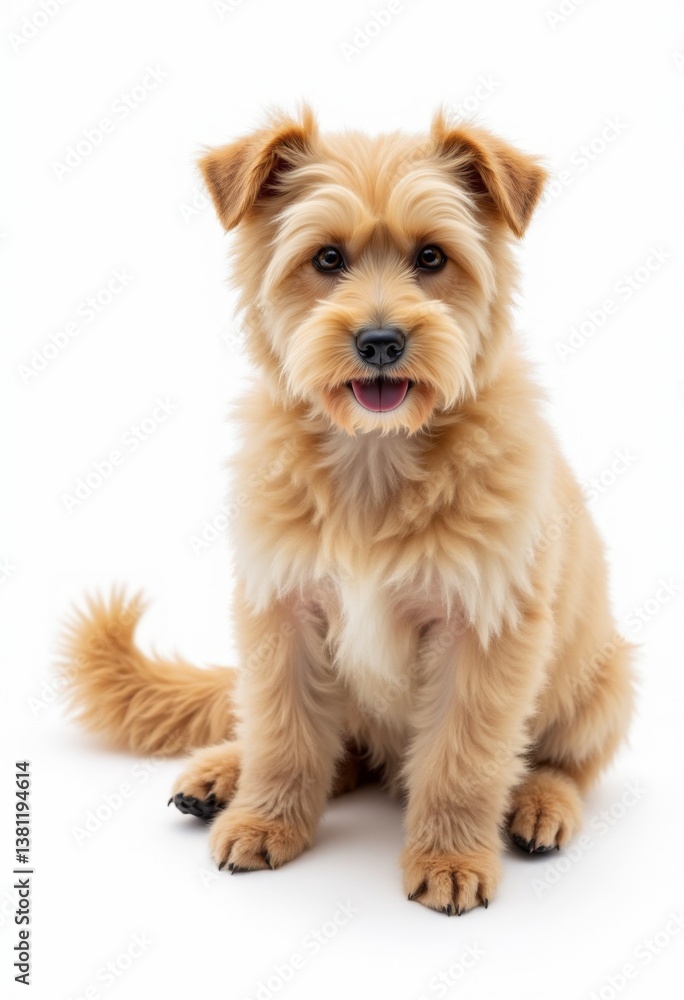 A small brown dog sitting on a white background A small brown dog sitting on a white background
