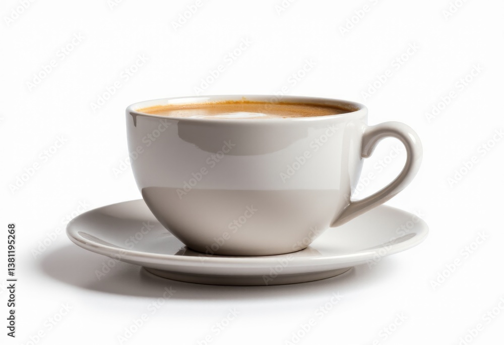 Obraz premium A cup of coffee on a saucer on a white background
