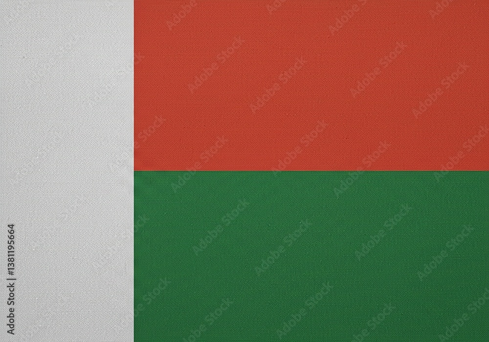 Madagascar Flag National Symbol - White, Red and Green Vertical Stripes. Colors of Madagascar. Madagascar Flag National Symbol - White, Red and Green Vertical Stripes. Colors of Madagascar.