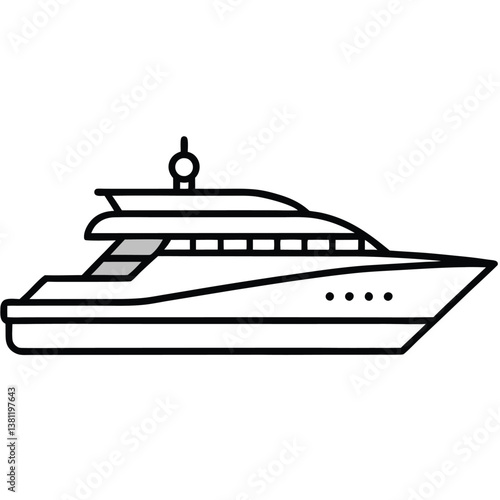 Luxury Yacht Line Art Icon  Perfect for Branding & Exclusive Graphics