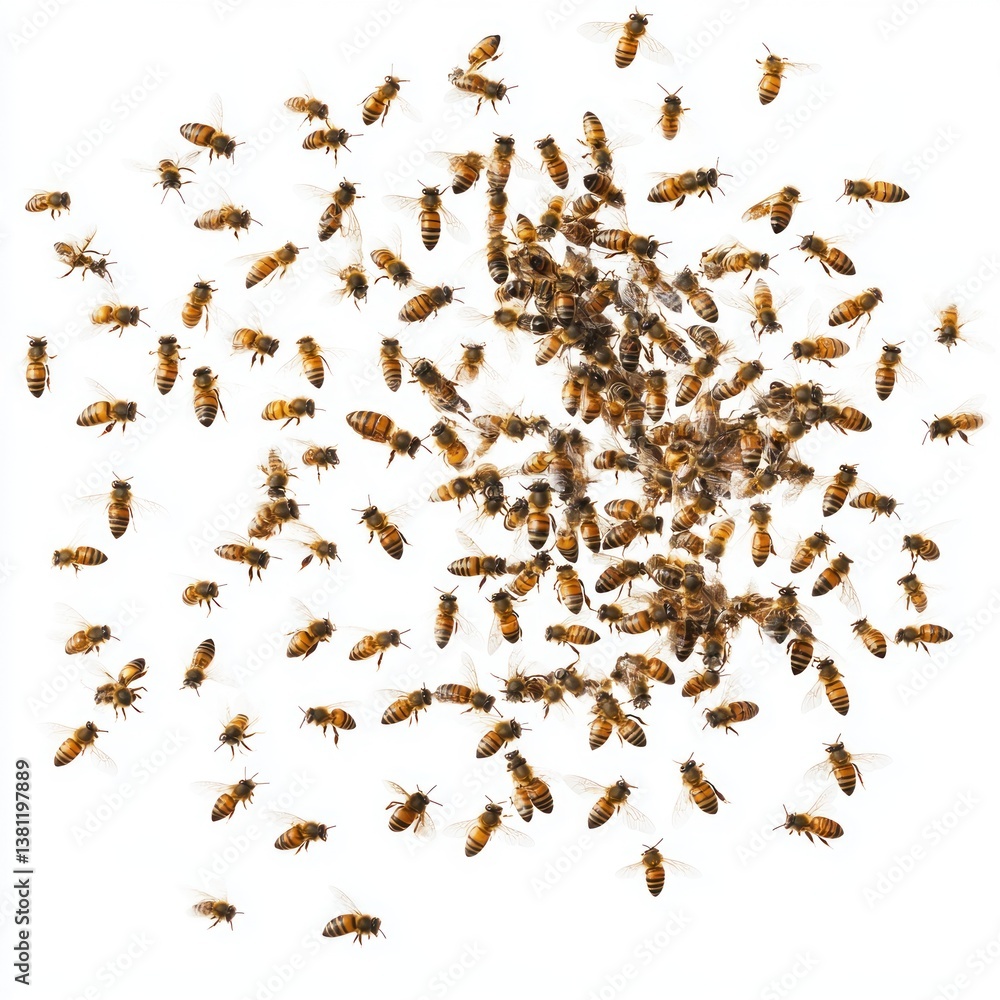 Swarm of bees isolated on white or transparent background Swarm of bees isolated on white or transparent background