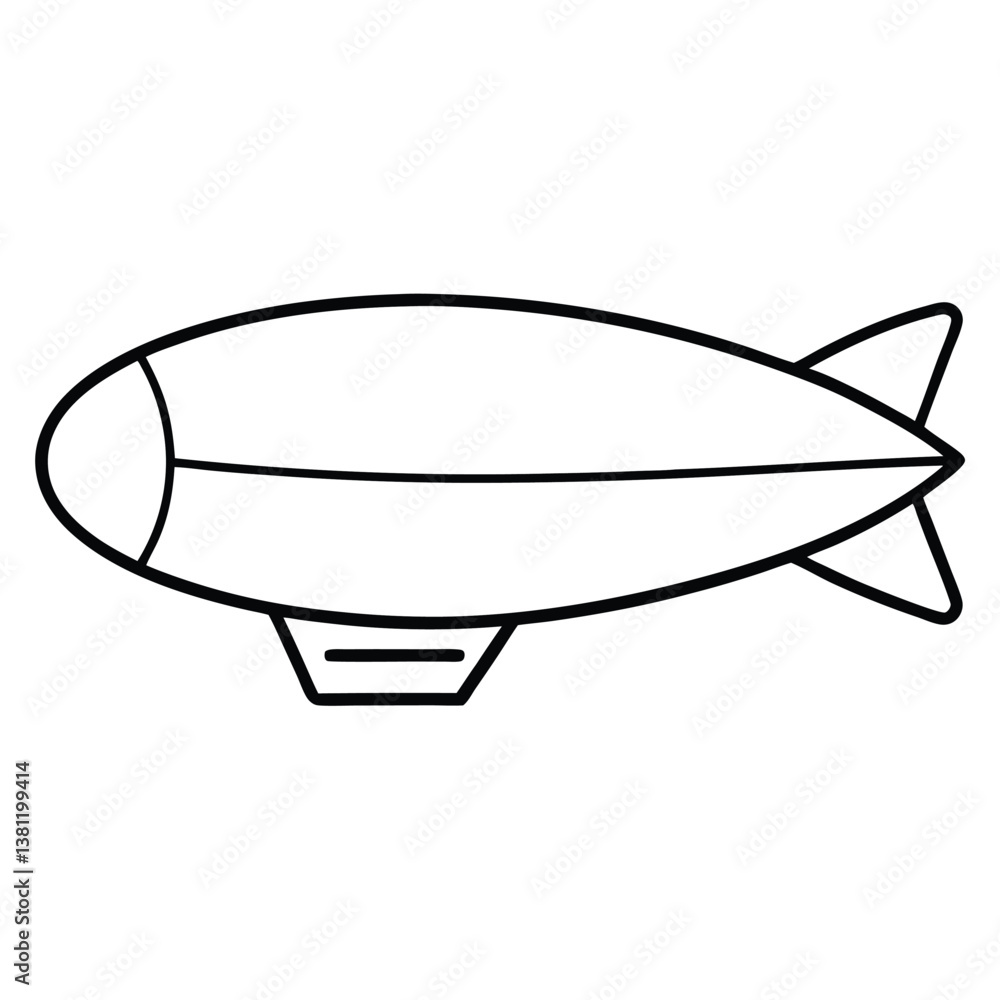 Simple Blimp Line Art Icon Clean Design for Aerial Projects Simple Blimp Line Art Icon Clean Design for Aerial Projects