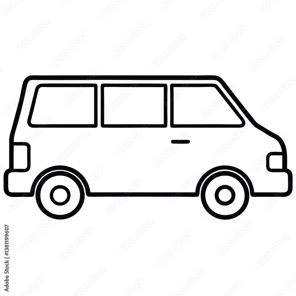 Simple Mini Van Line Art Icon Clean & Minimalist Design for Web & Print Simple Mini Van Line Art Icon Clean & Minimalist Design for Web & Print