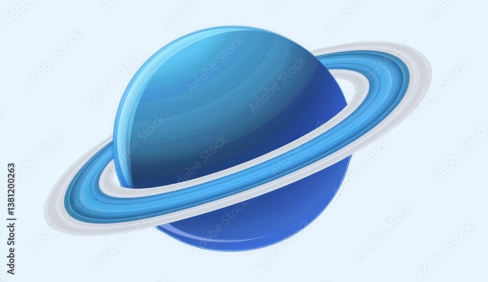 Fototapeta premium Stylized Blue Planet with Rings Pixel Art Illustration