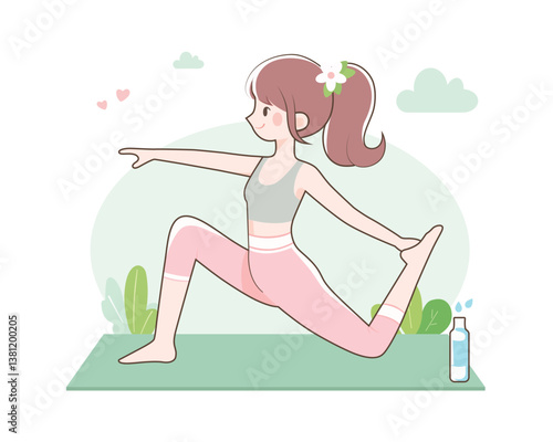 slim sportive young woman doing yoga & fitness exercise. The concept of yoga, meditation, sports, healthy lifestyle, yoga poses, asana